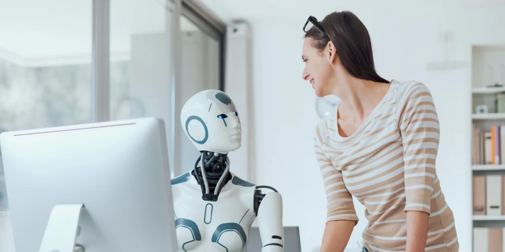 Freelancer using AI tools to build an online business.