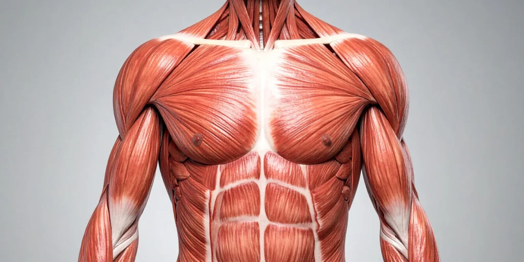 Human muscle anatomy representing body energy potential.