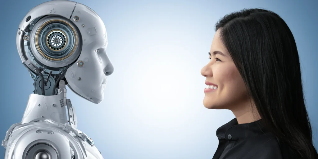 AI companion robot symbolizing synthetic relationships.
